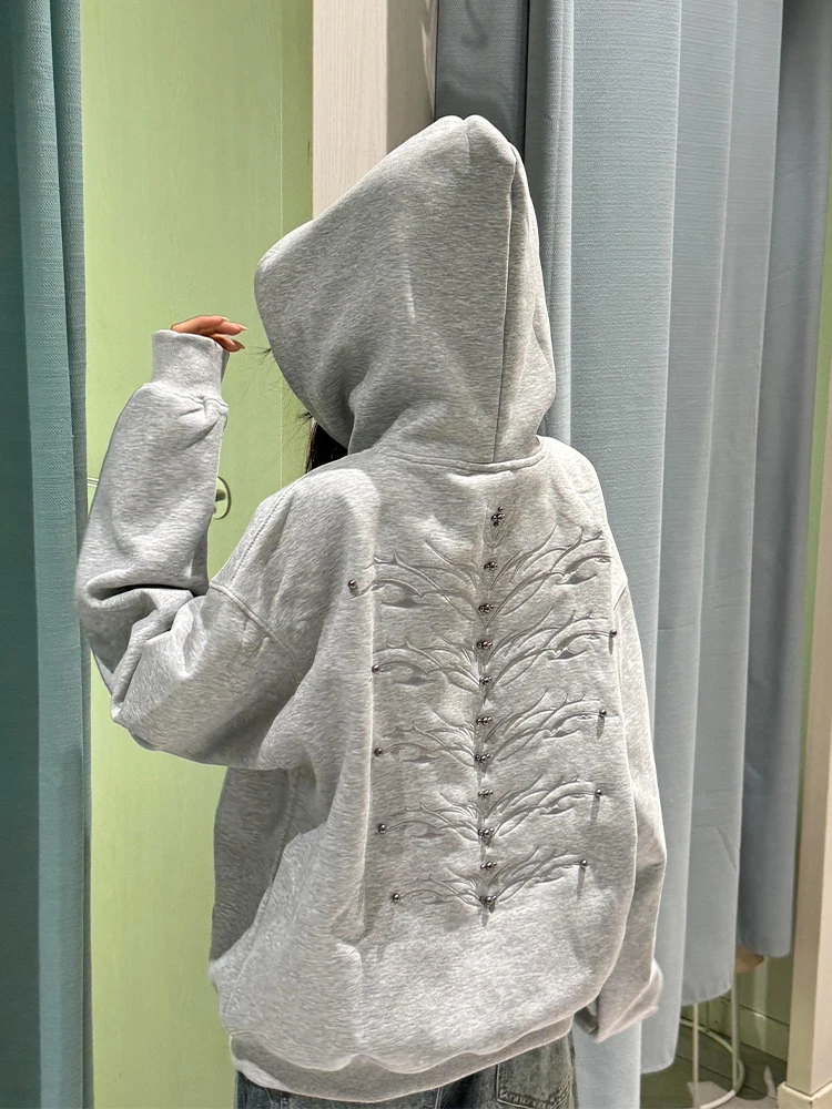 

American High Street ort Hoodie Men's Casual Loose Couple Top Heavyweight Boxy Jaet for Autumn Daily Wear Street Sle