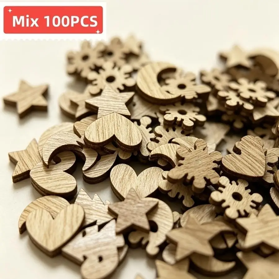 1/5/10/20/50/100pcs Set of 100 handmade Christmas decorations, including a Christmas tree, a musical staff, a heart, snowflakes,