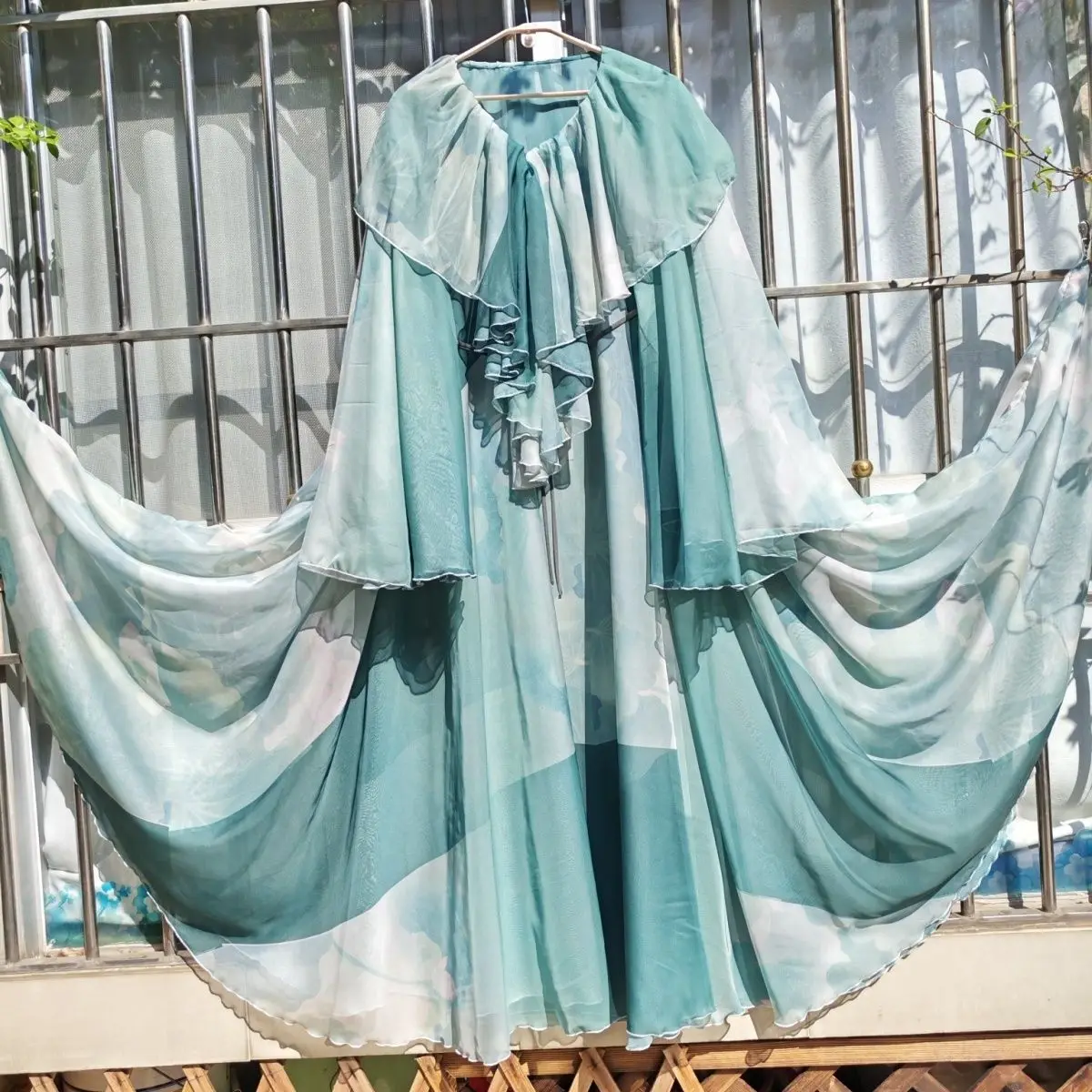 

Glossy Ruffles Women Mesh Voile Long Dress Loose Maxi Dress Pullover Elegant Dresses Sleeping Wear