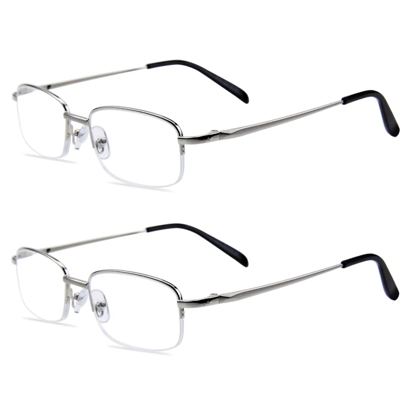 

2 -Pack Blue Light Blocking Reading Glasses with Hard Cases, Semi Frame Readers Presbyopic Glasses Stay Clear Magnifying Vision