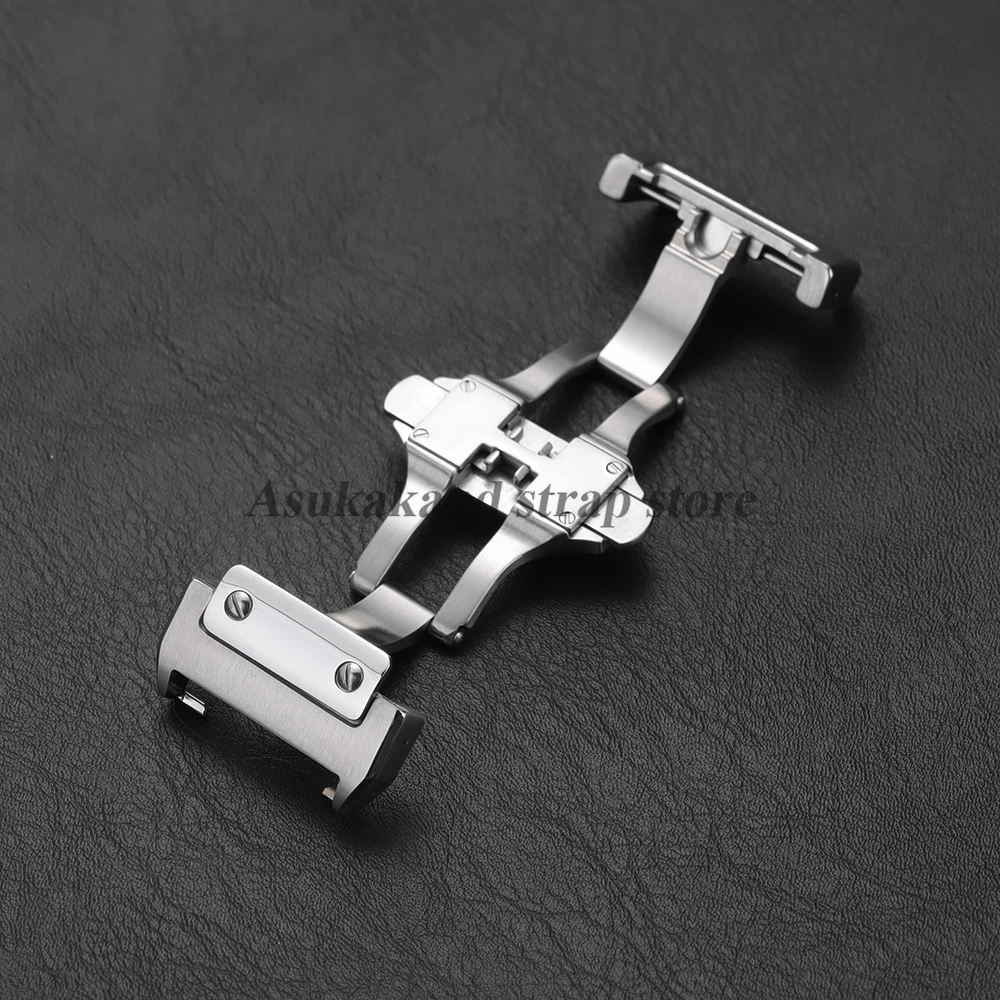 18 mm 21 mm silberne Schnalle für Cartier Santos100-Serie, Knopf aus massivem Edelstahl, Schmetterlingsschnalle, Uhrenschließe, Uhrenzubehör