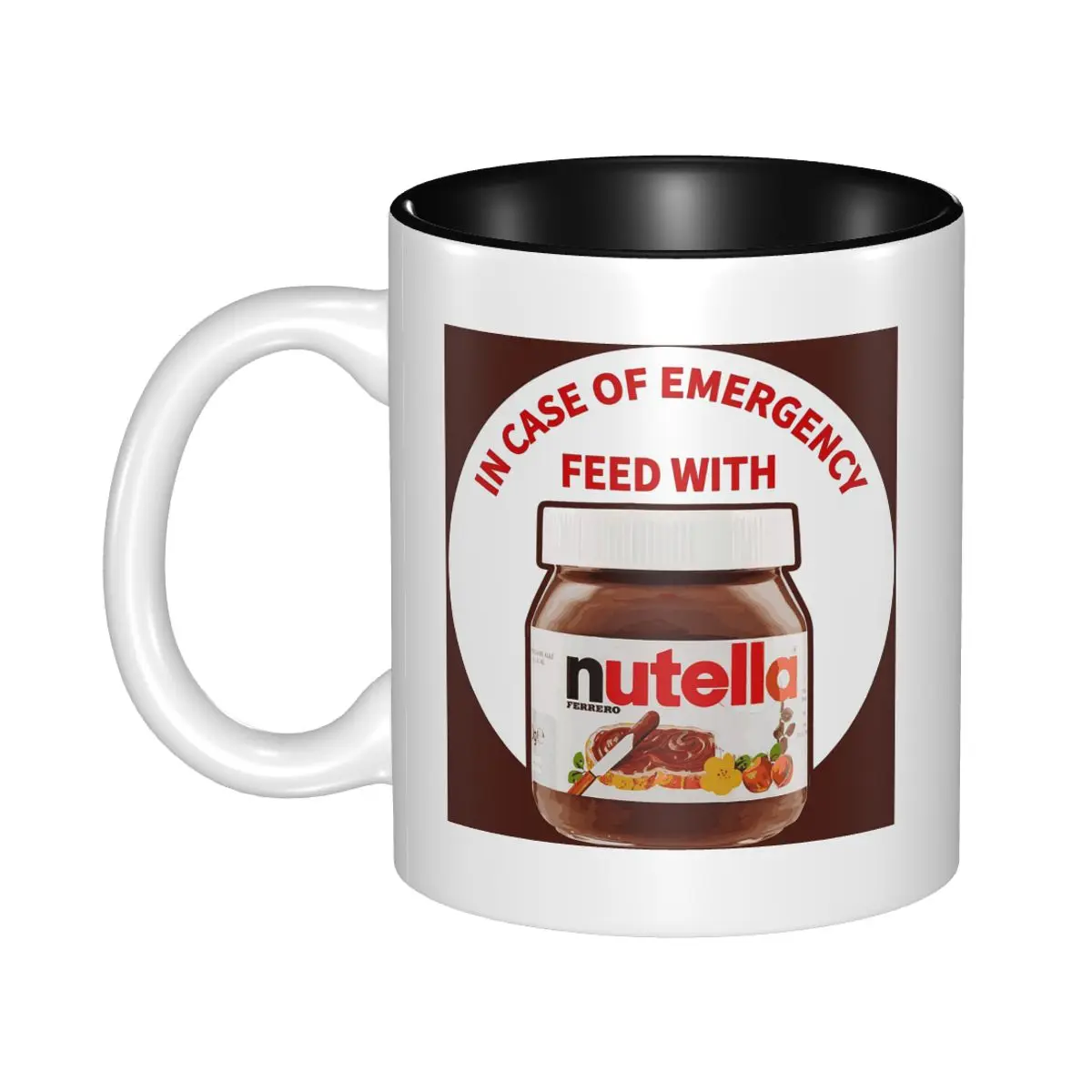 

In Case Of Emergency Feed With Nutella Mug Funny Ceramic Coffee Cups Tea Mugs Milk Cup Drinkware Gift for Friends