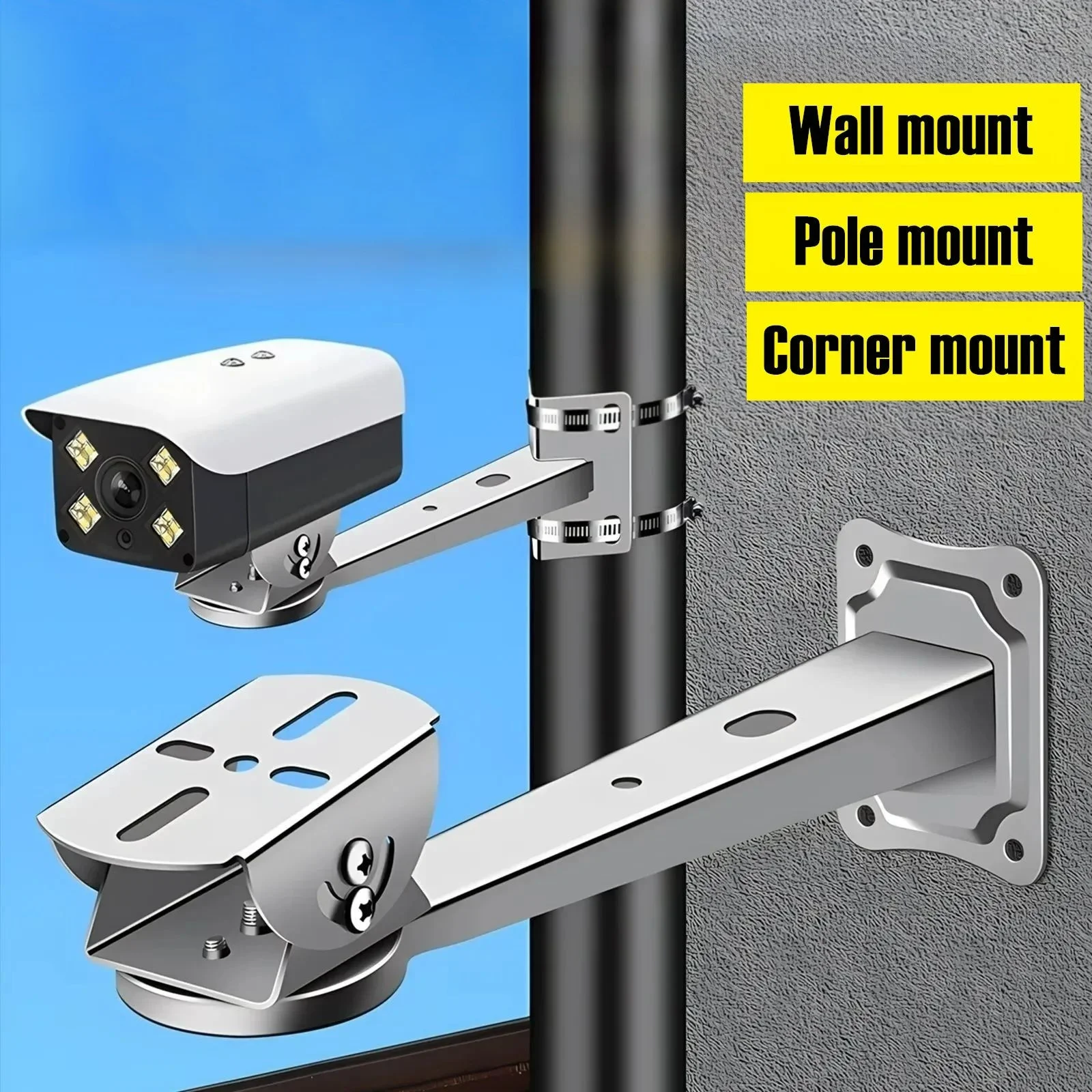 201/304 Stainless Steel Camera Holder Stand Universal Adjustable Security Camera Bracket Wall/Ceiling/Pole/Corner Mount Support