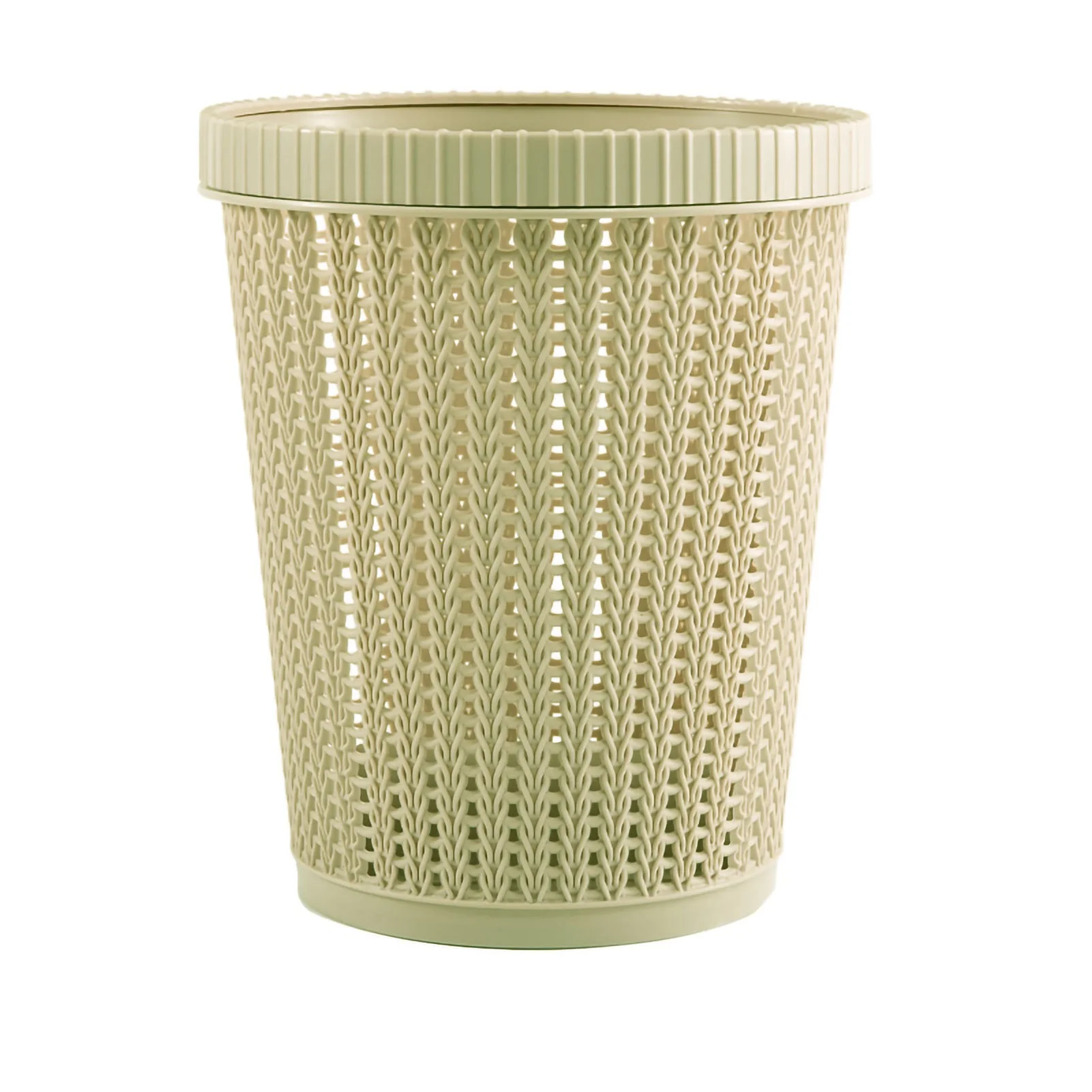 Pulling Bag Trash Can Imitation Rattan Round Plastic Garbage Bin Home Coverless Trash Storage Basket