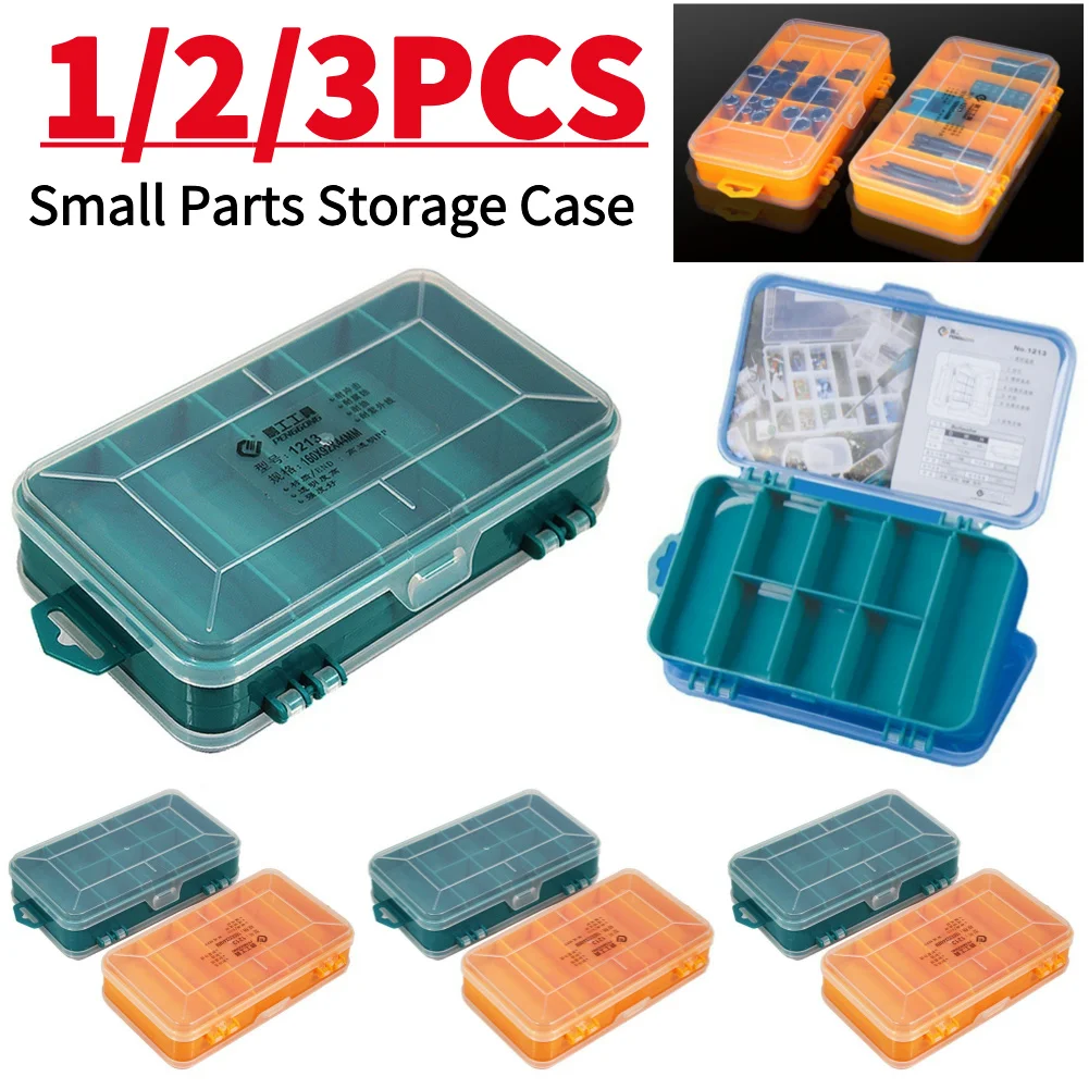 1-3Pcs Plastic Tools Parts Box Storage Nuts Bolts Screws Storage Case Double-Side Hardware Jewelry Transparent Organizer Boxes