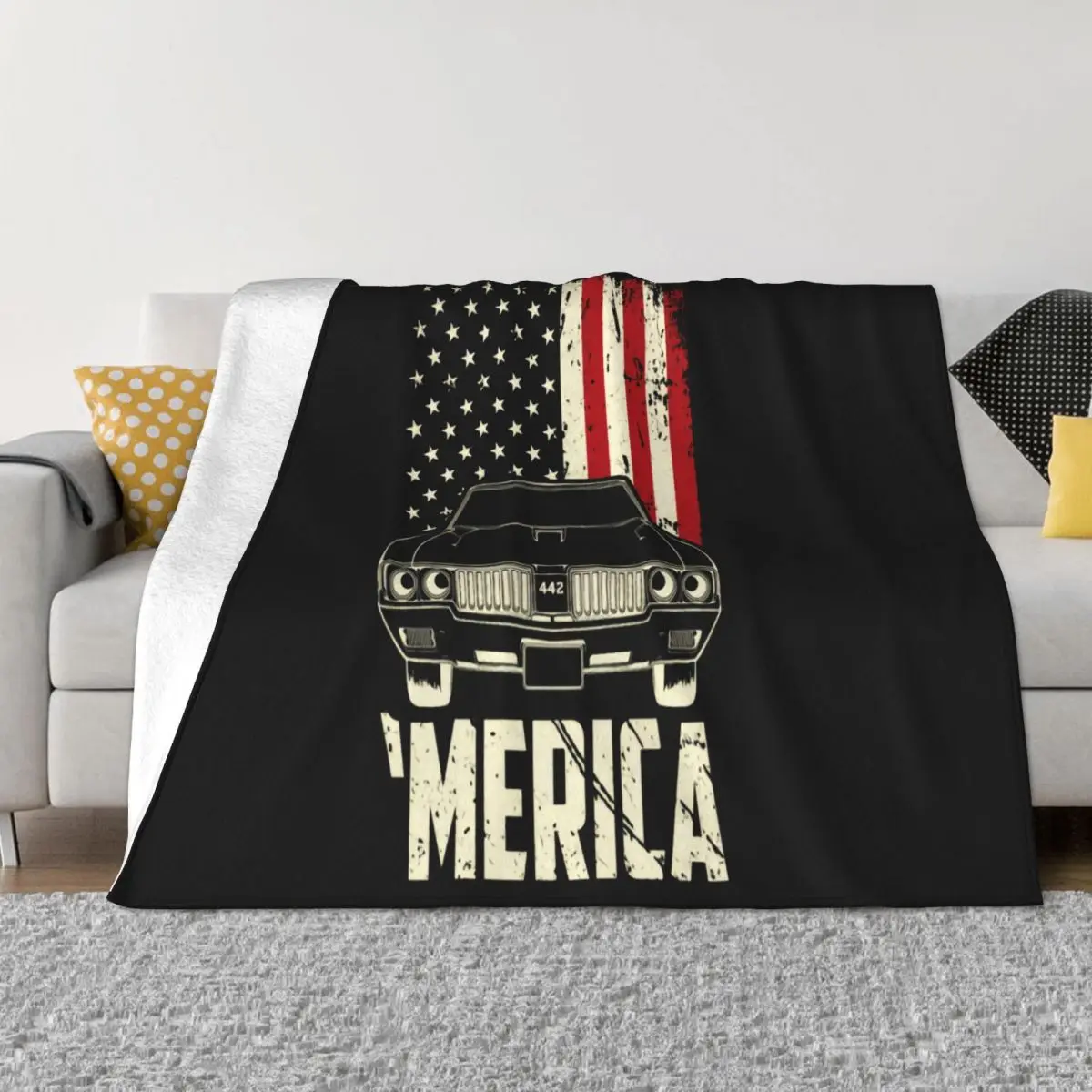 1970 Cutlass 442 Merica 70 Oldsmobile Car Mens T Cotton S 3Xl High Quality Print Holiday 3D Novelty Throw Blanket