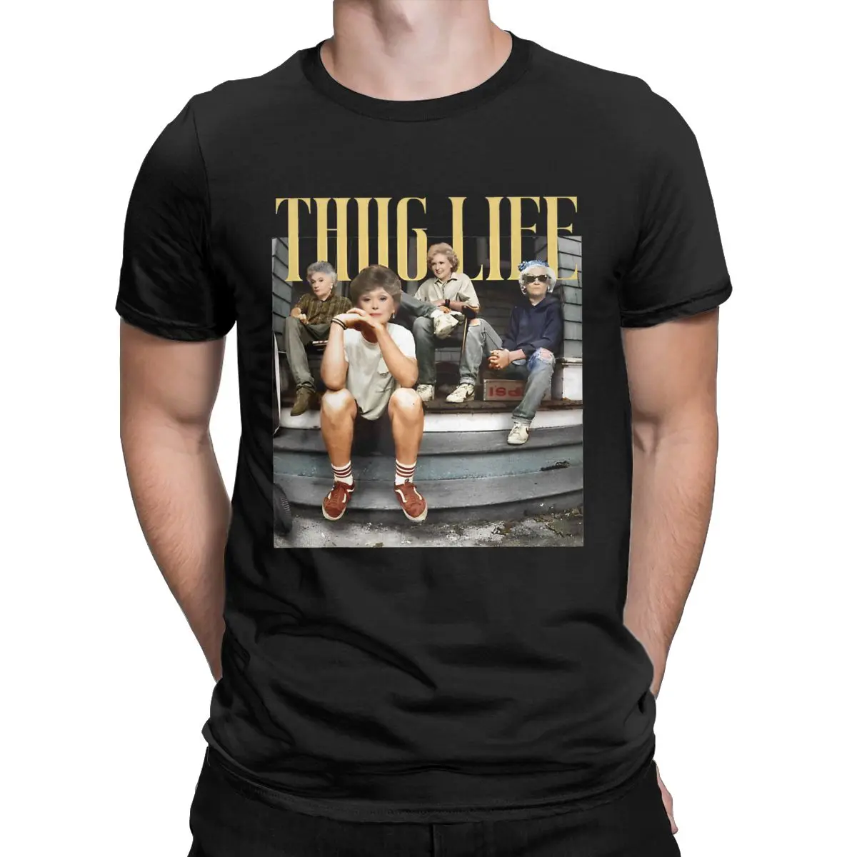 Men's Girls Thug Life Golden T Shirts 80's TV Sitcom Lover Fan Gift Pure Cotton Tops Vintage Short Sleeve Round Neck Tees Plus