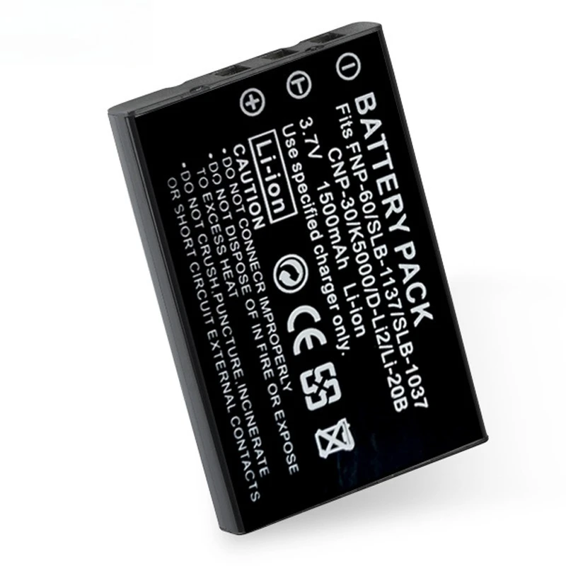 แบตเตอรี่กล้องสำรอง FNP60 3.7V 1800mAh สำหรับ Fujifilm F50I F501 F601Z F401 F410 F601 SLB-1137 CNP-30 K5000 Li-20B NP-60