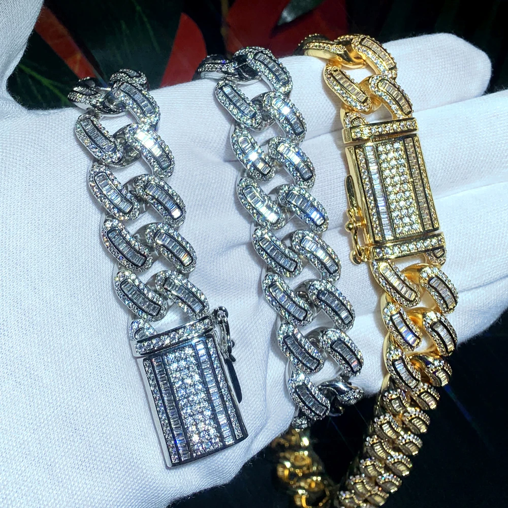 

Wholesale New 18MM Maimi Cuban Link Chain Necklace Iced Out Bling Cubic Zircon CZ Paved Hip Hop Women Men Jewelry Gift