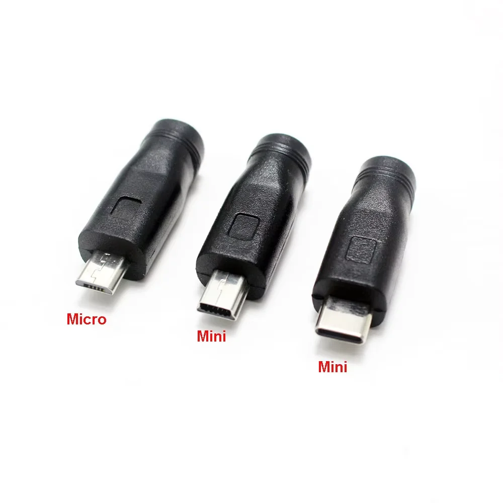 DC Adapter Converter Plug 5.5mm*2.1mm Female to MICRO USB MINI USB Type-c Male Adapter DC Power Supply Adapter Connector Plug