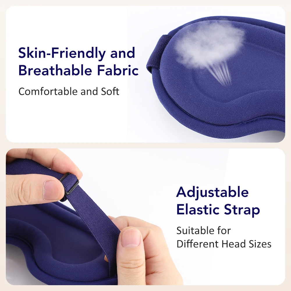 Heated Eye Massager with 5 Heat Levels & 6 Vibration Modes, USB Powered Warm Compress Sleep Mask with 3D Contour for Home Office Travel view 7