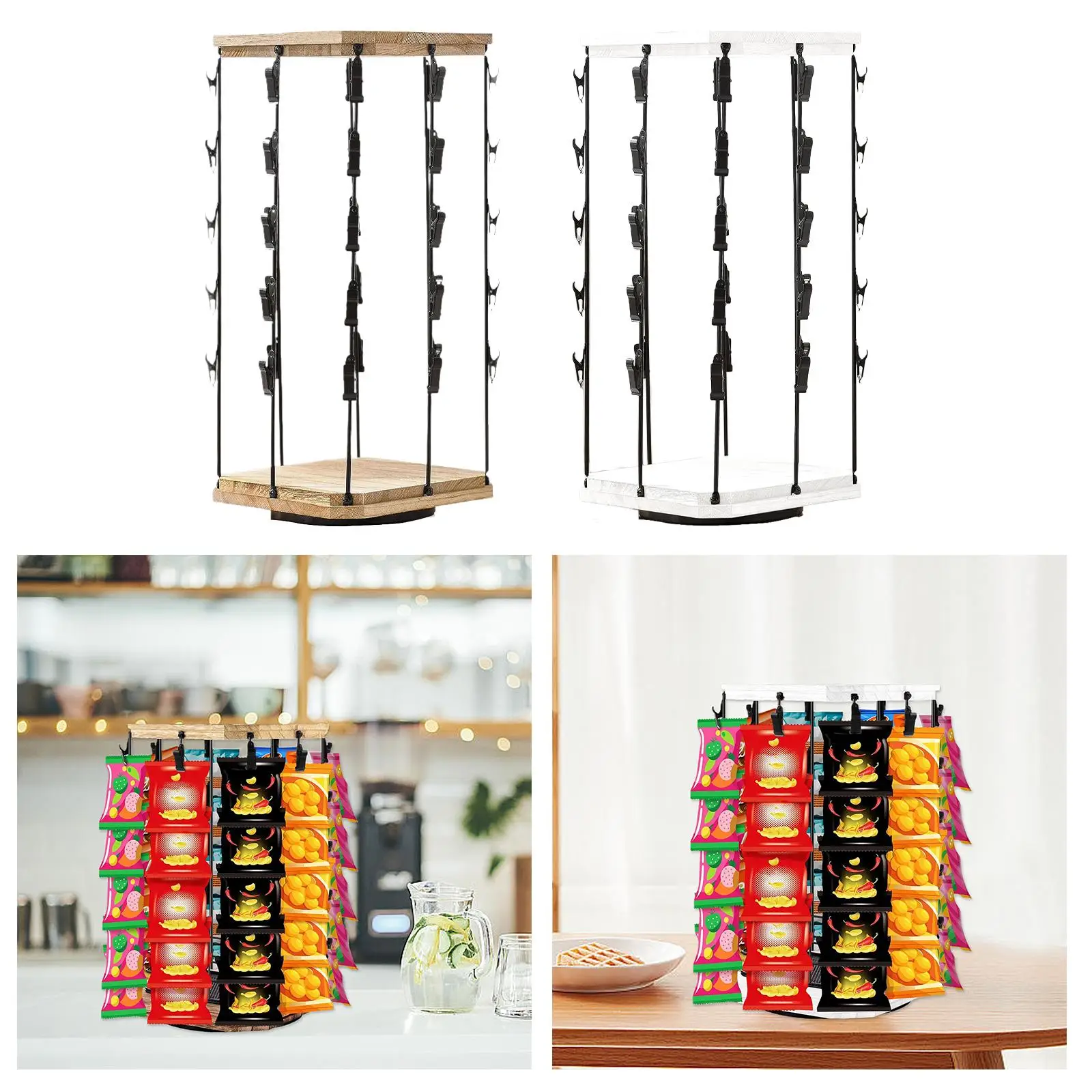 

Chip Rack Display Stand Crisps Candy Holder Metal Potato Chip Rack Snacks Organizer for Office Retail Table Party Label