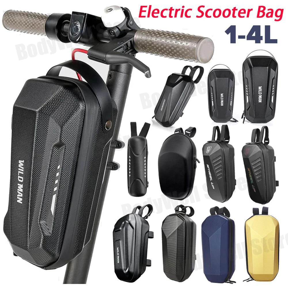 1-4L Electric Scooter Front Bag Waterproof EVA Hard Shell Bags Reflective Handlebar Hanging Bag Storage For M365 PRO 2