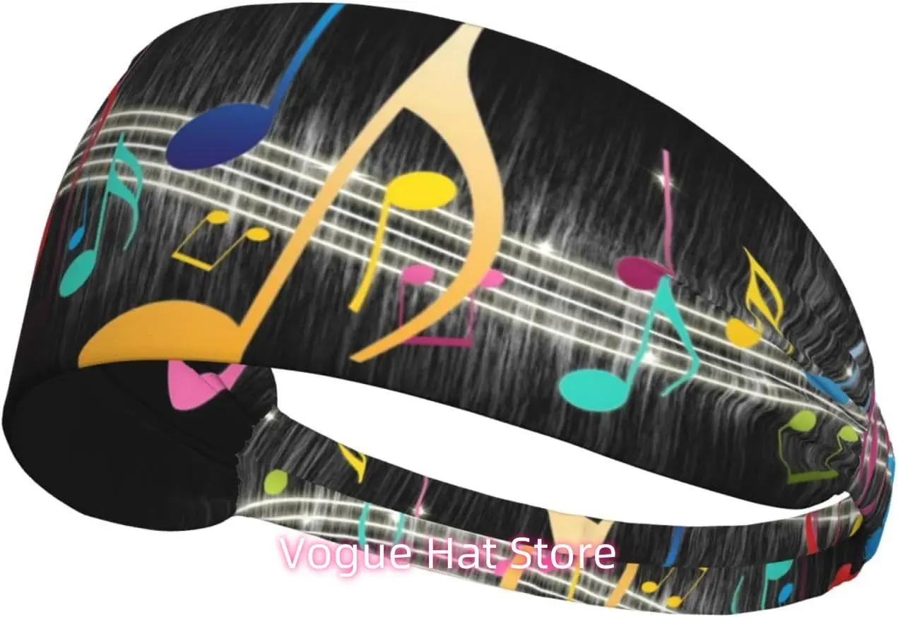 Diademas coloridas de entrenamiento con notas musicales para mujeres, diademas para hombres, diadema elástica para ejercicio para fitness, correr, yoga