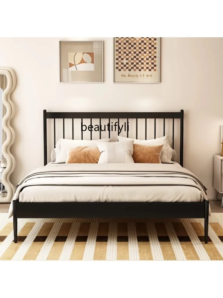 Nordic Iron Modern Minimalist Single Iron Double Bed  Thickened Reinforced Stainless Steel Household Windsor Bed