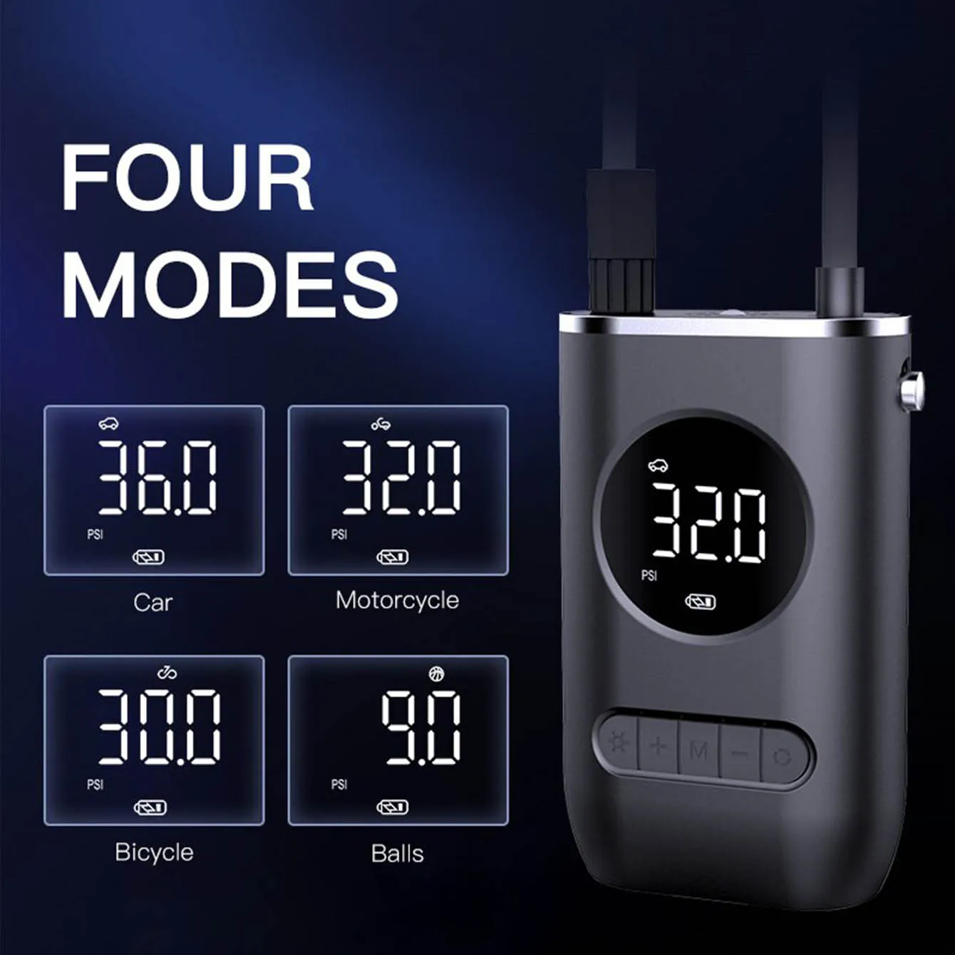 Portable Air Compressor Tire Inflator 150PSI Car Tire Pump, LED Light,Faster One-Button Smart Cordless Tire Pump