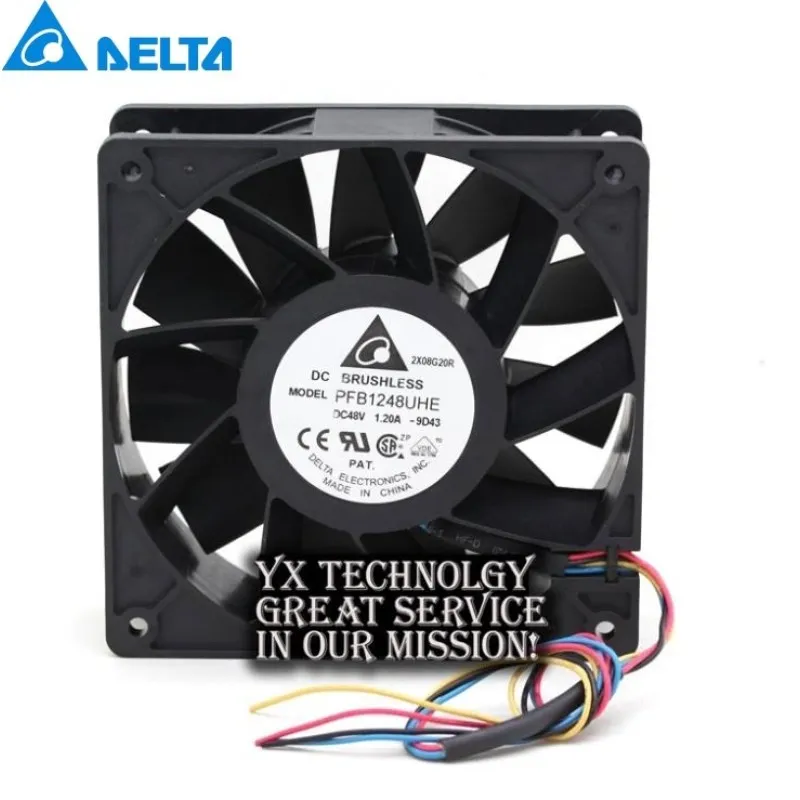 

For Delta PFB1248UHE 120*120*38mm 120mm 12038 48V 1.20A Four Winds Of Wire PWM Cooling Fan