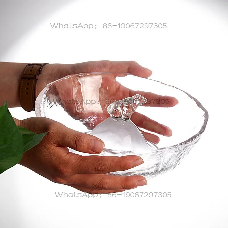 Three-dimensional Iceberg Glass Salad Bowl Round Transparent Tableware