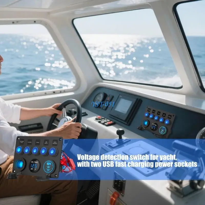 

E15A Several Circuit Marine change Panel With Blue LED Battery Display And Easy Installation Wiring