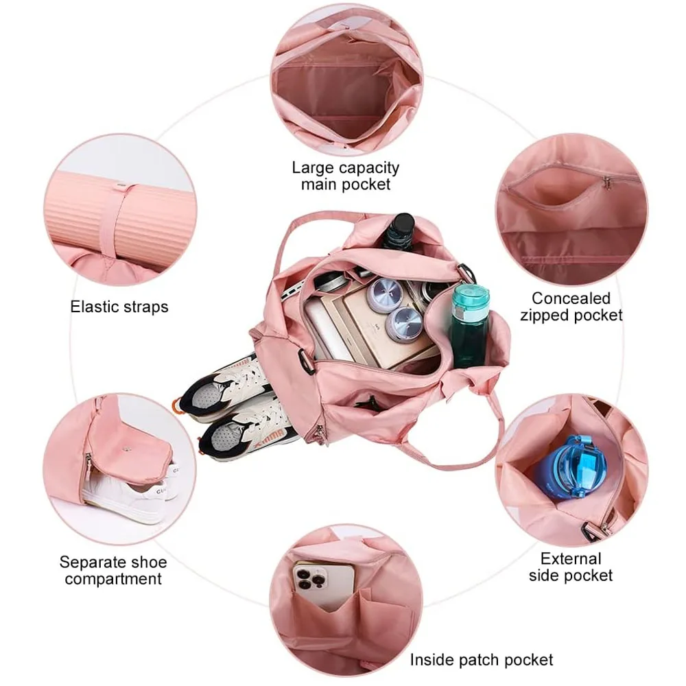 Średniej wielkości nylonowa torba podróżna plecak turystyczny oddzielne buty sportowe torba do jogi treningowe z elastyczny pasek do jogi matowe