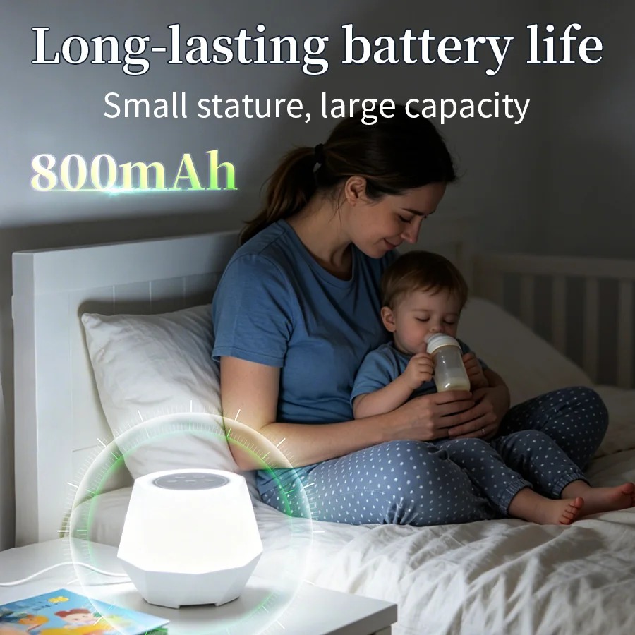 Rechargeable White Noise Function Night Light 7 Colors Baby Sleep Soother 10 Nature Sounds Timer Nursery Bedside Lamp Kids Gift