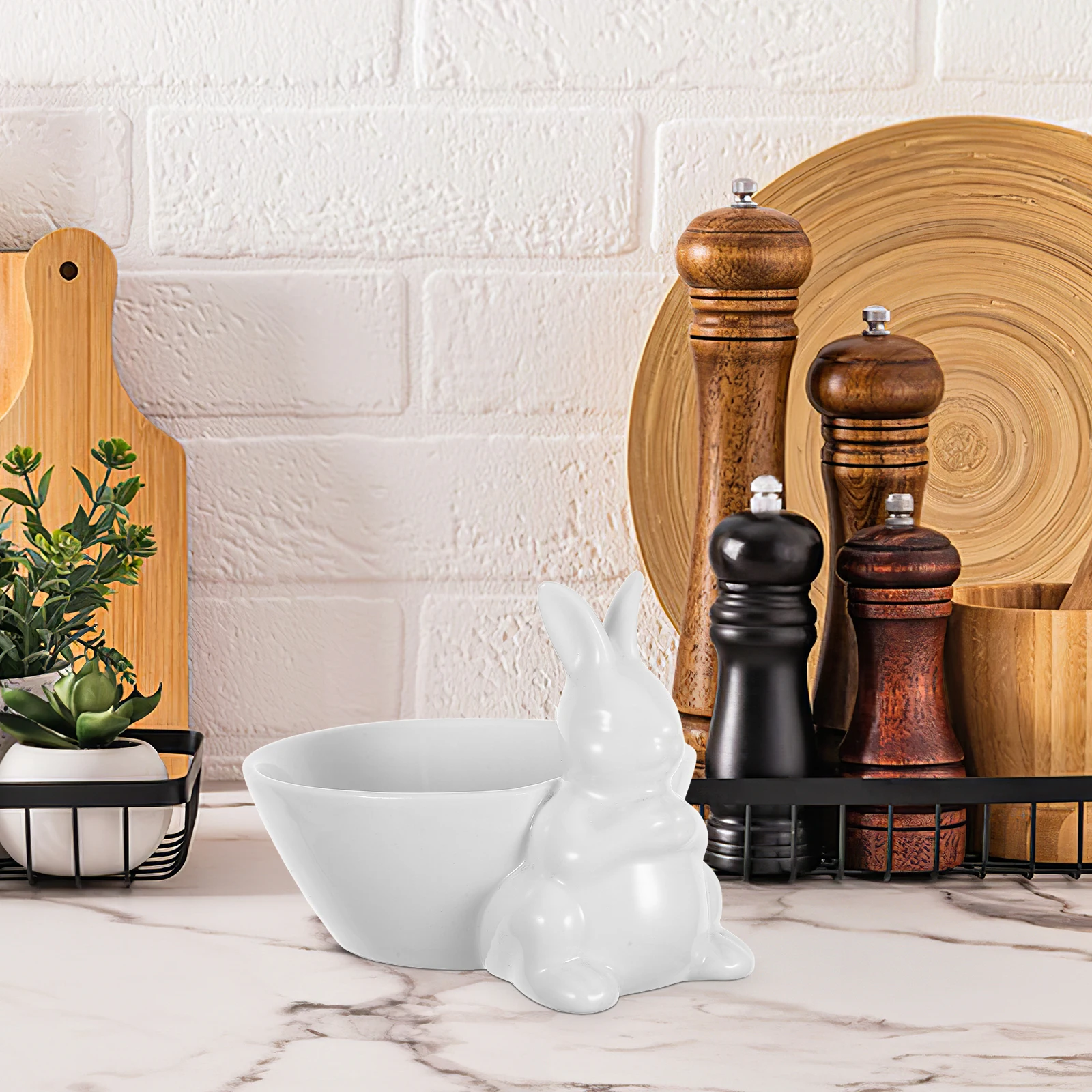 

Ceramic Rabbit Shape Bowl Creative Cute Serving Fruit Salad Dessert Pudding Cup Kitchen Decorative Decorative Bowls for Decor