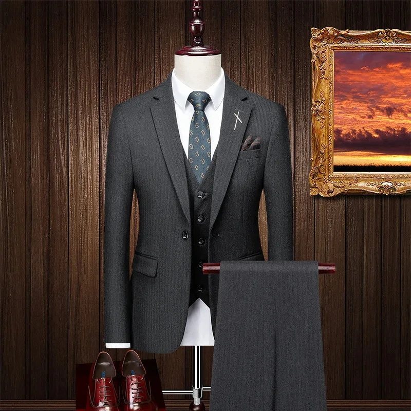 

kx170 dress suit men's three-piece trendy slim business casual small suit banquet formal