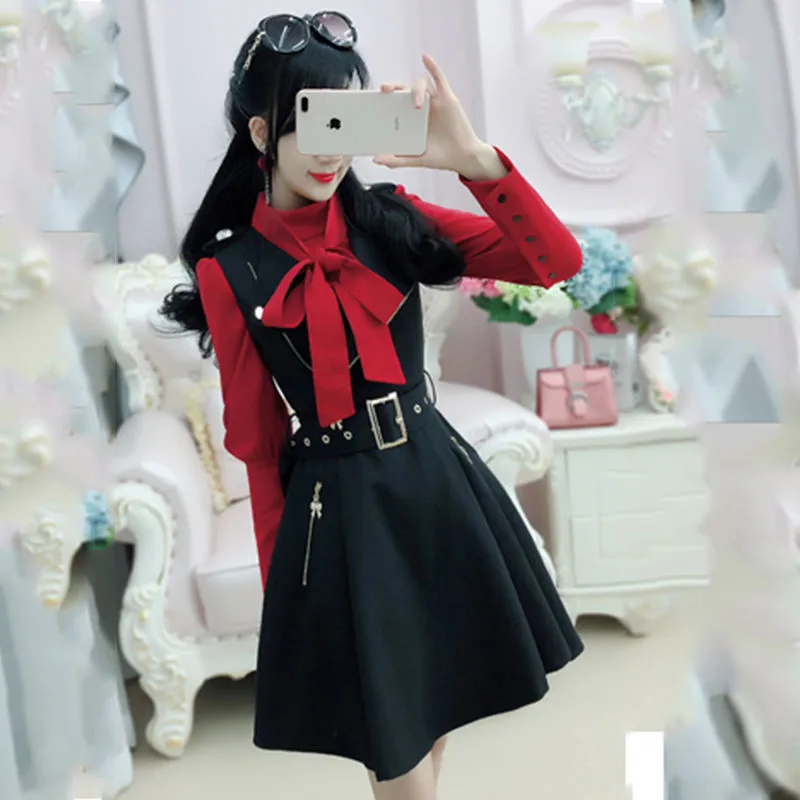 Fashion Women Dress 2024 Trendy Spring Summer New Black Zipper Slim British Temperament Lady Student Clothing