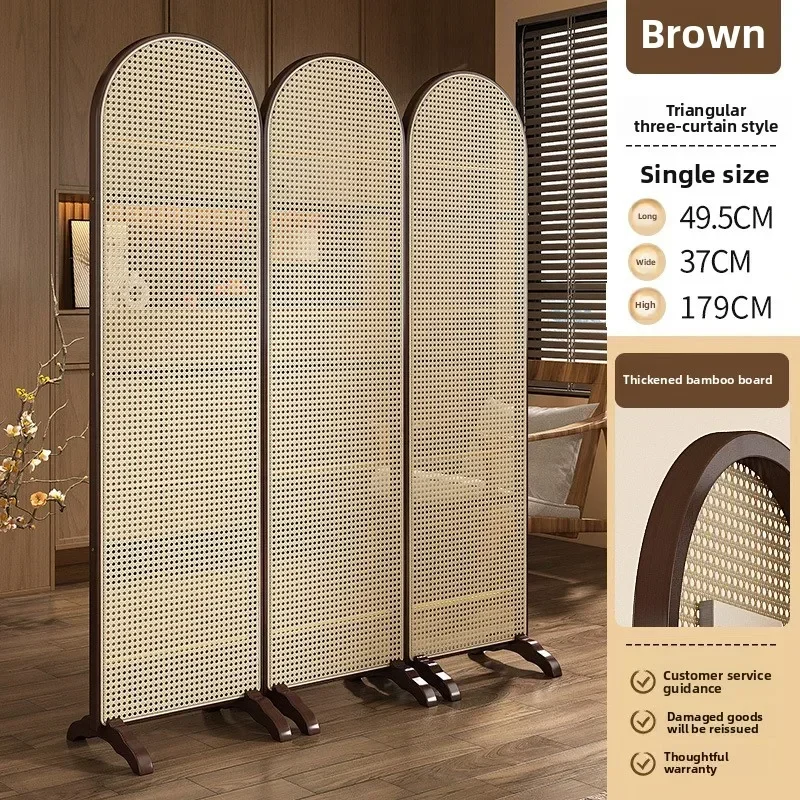 Stable Chinese-style living room folding rattan screen wabi-sabi porch retro partition French bedroom blocking mobile objects