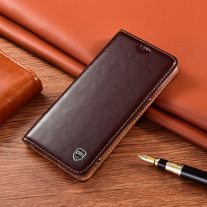 

Luxury Cowhide Genuine Leather Case For OPPO Find X5 X3 X2 Pro Lite Neo Magnetic Card Flip Cover