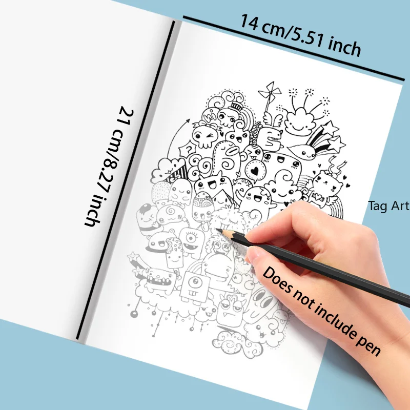An Adult Decompression Graffiti Style Healing Coloring and Coloring Picture Book, Black and White Dense Line Draft, 22 Pages