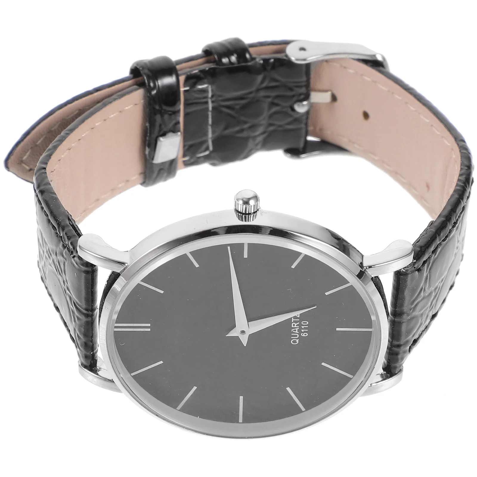 

Men Quartz Watch 9140 Black Ultra-Thin Round Dial Sleek Quartz Watch PU Band Adjustable Living Waterproof Design Casual Use