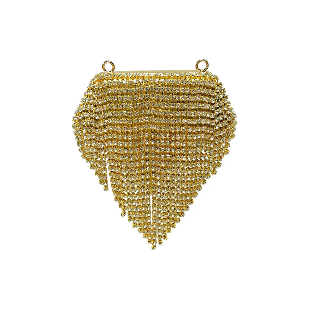 Luxury Designer Mini Heart Shape Diamond Evening Clutch Bag Ladies Fashion Rhinestones Purse Gold Silver Metal Party Coin Purse view 5