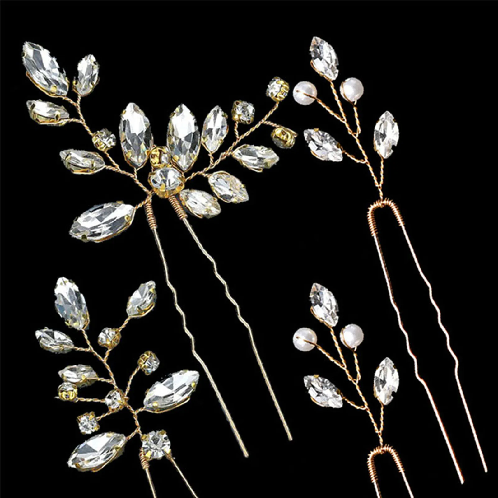 Sparkly Rhinestone Hairpins for Bride Wedding Hair Jewelry 6Pcs U Shaped Hair Sticks Forks Women Lady Party Hair Accessories image 6