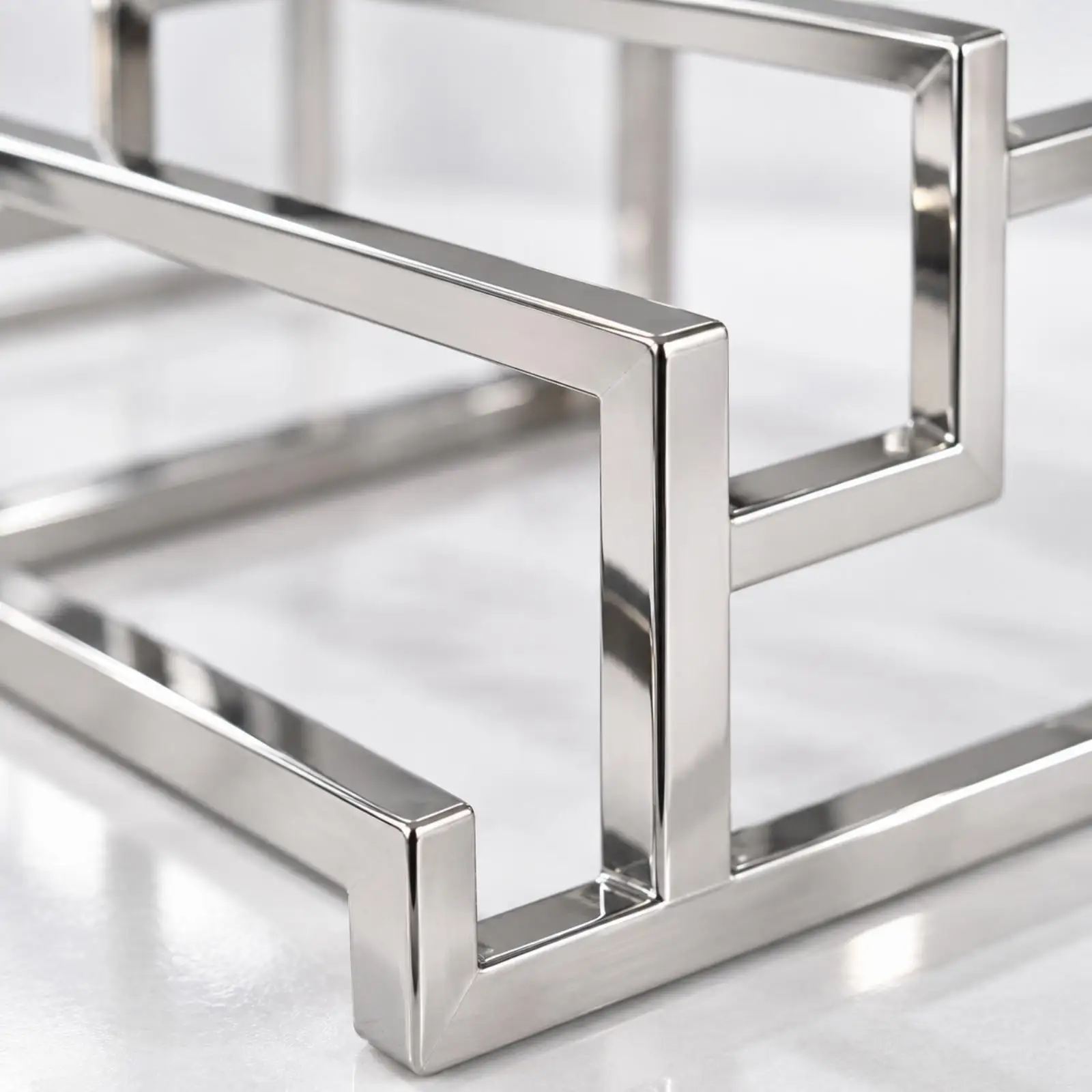 Multi Tier Metal Shelving Unit for Bag Display and Storage with Polished Finish for Shop Interiors