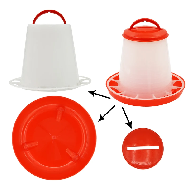 New Poultry Chicken Feeders 3kg / 5kg Feeding Bucket Chicken Duck Ground Fountain Quail Feed Bucket Poultry feeding tools