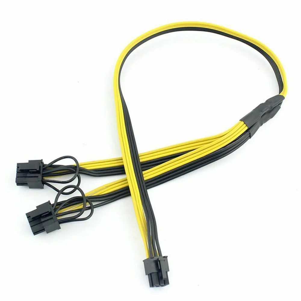 5Pcs PCI-E PCI Express 6Pin to Dual 2-Port 8Pin 6+2 Pin Adapter GPU Video Card Power Cable 16AWG+18AWG Wire for Miner