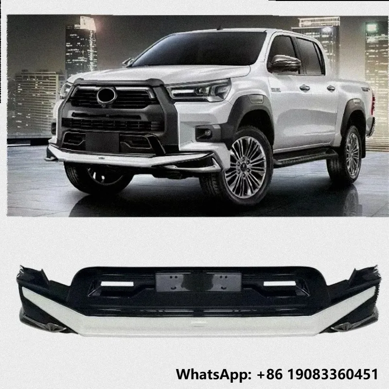 New INSIGHT Car Front Bumper Lip Bodykit with Clips 100% Fitment Park Assist Sensor Cut-Outs for Hilux Rocco Modellista 2021