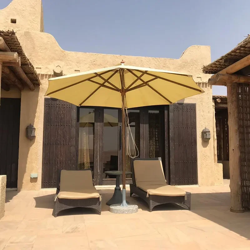 for 48 Large Column Luxury Sun Umbrella Wooden Middle Column Outdoor Aluminum Solid Wood Garden Beach Umbrella