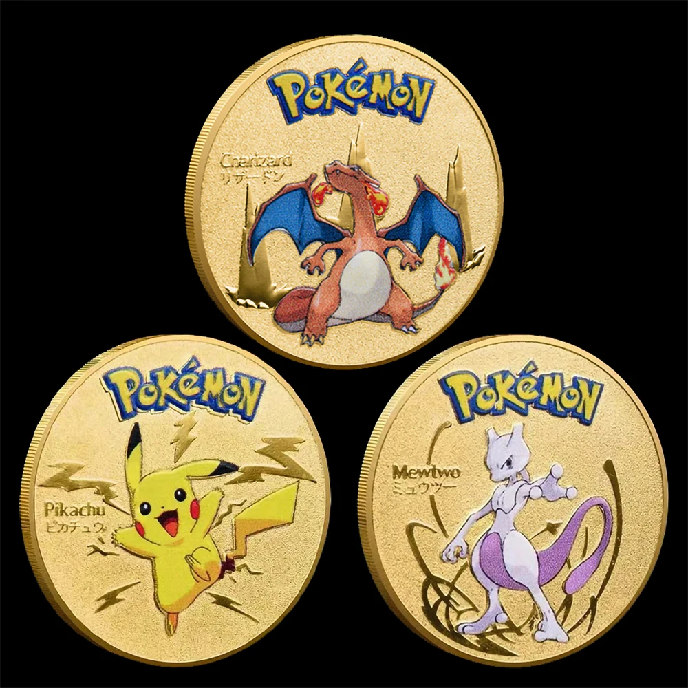 Rond Coin 40mm Pokemon Muntcollectie Medaillon herdenkingsmut Niet Valuta Pikachu Ronde Metalen Munt Gift creativef Geschenk