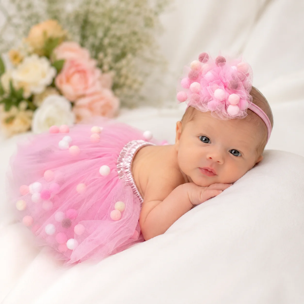 

Newborn Photography Outfit 2Pcs Fluffy Tulle Skirt with Headband Baby Girl Princess Photoshoot Props