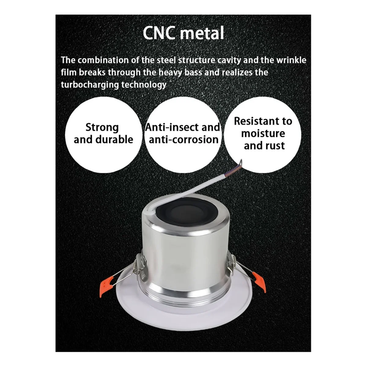 8Ohm 10W Bathroom Ceiling Speaker Background Music System Moisture-Proof Aluminum Can Fashion In-Ceiling Speaker