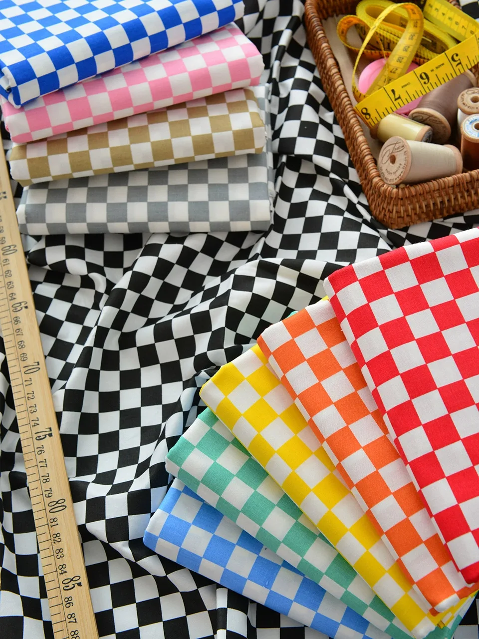 Colorful Checkered cotton Chess Fabric For Clothes Coat Classic Plaid Print DIY Handmade Fabric Tablecloths Sewing Accessori