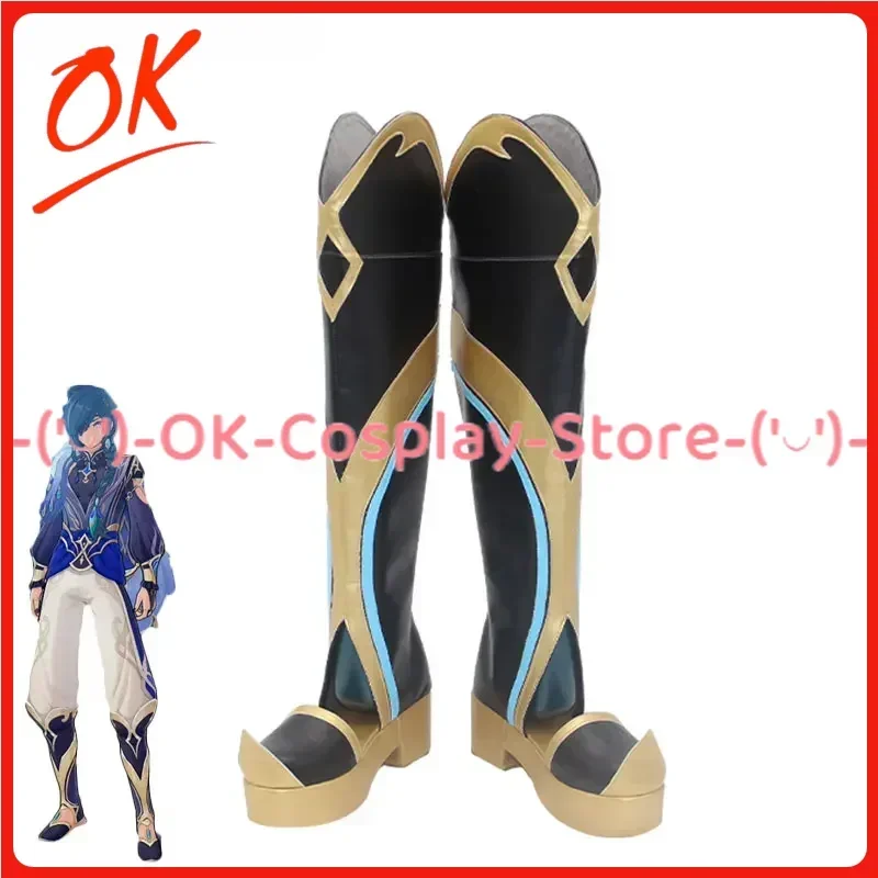 [Customized] Kaeya Cosplay Shoes Game Genshin Impact Anime Roleplay Prop Halloween Carnival Holiday Party PU Leather Boots