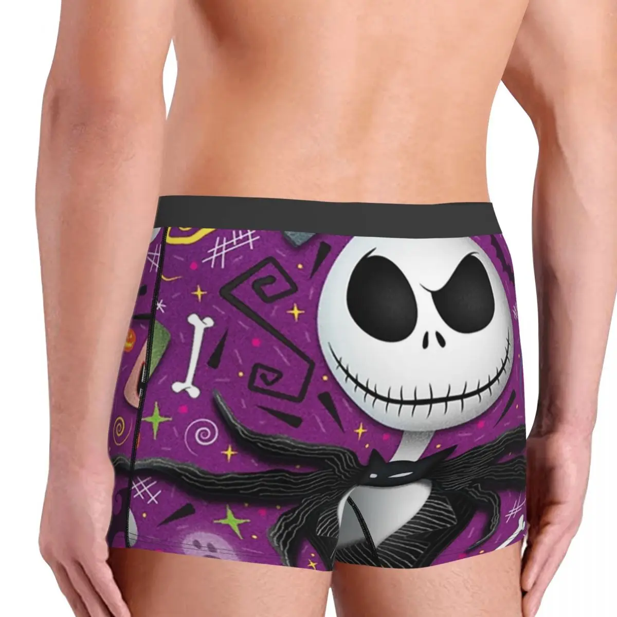 مخصص تيم بيرتون عيد الميلاد فيلم الرعب سراويل بوكسر الرجال طباعة الذكور تمتد هالوين الجمجمة جاك سالي سراويل داخلية ملخصات