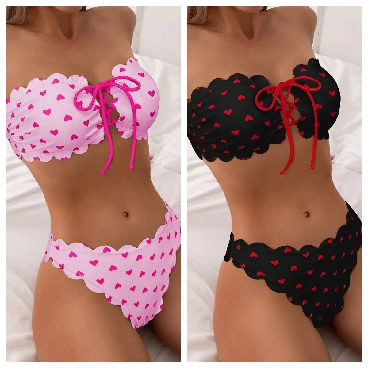Sexy Polka Dot Bikini Women 2024 Two Piece Swimsuit Push Up Swimwear Floral Side Bathing Suit Brazilian Beach Wear Swimming Suit