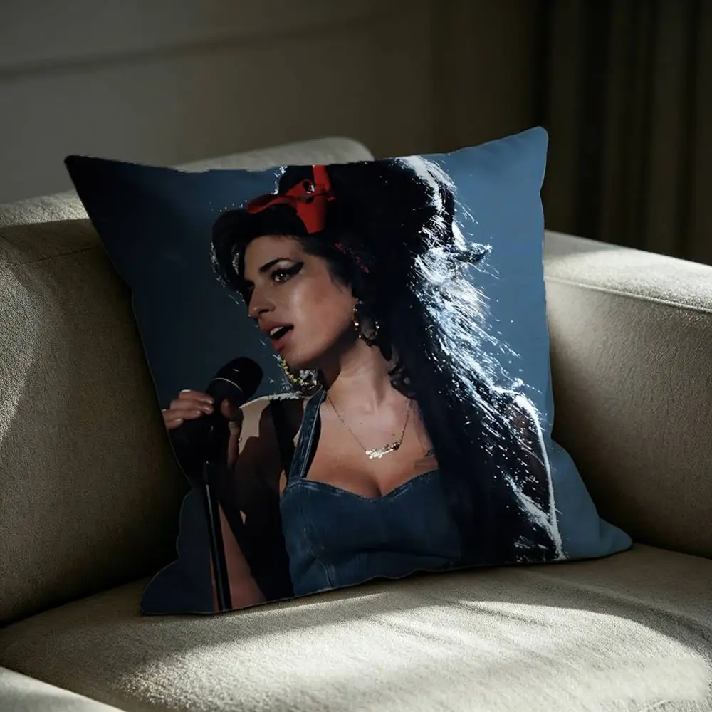 Retor 60S A-Amy Jade Winehouse Square Sofa Pillow Cover Solid Color Living Room Home Decor Cushion Case