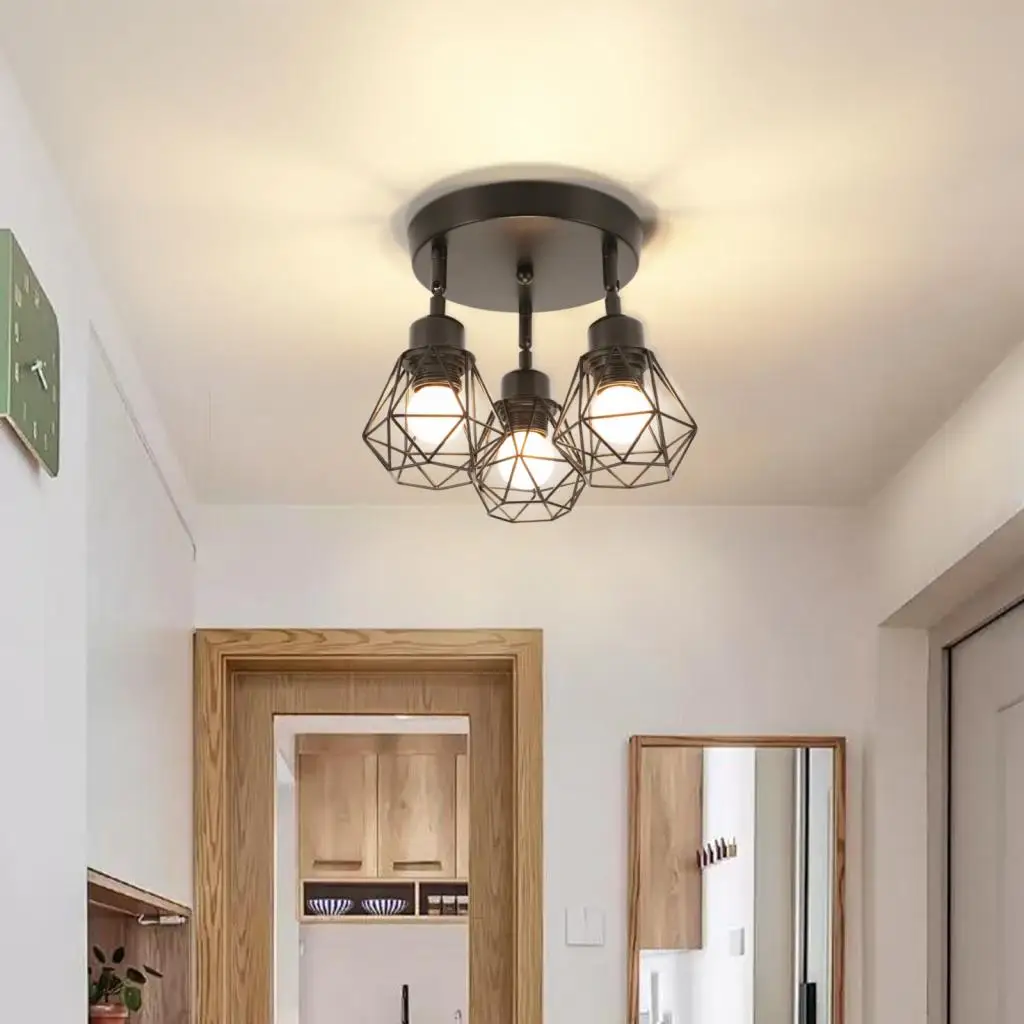 

Промышленный потолочный светильник Spotlight E27, 3-головочная люстра, вращающийся регулируемый потолочный светильник, абажур для гостиной, кухни, светильники