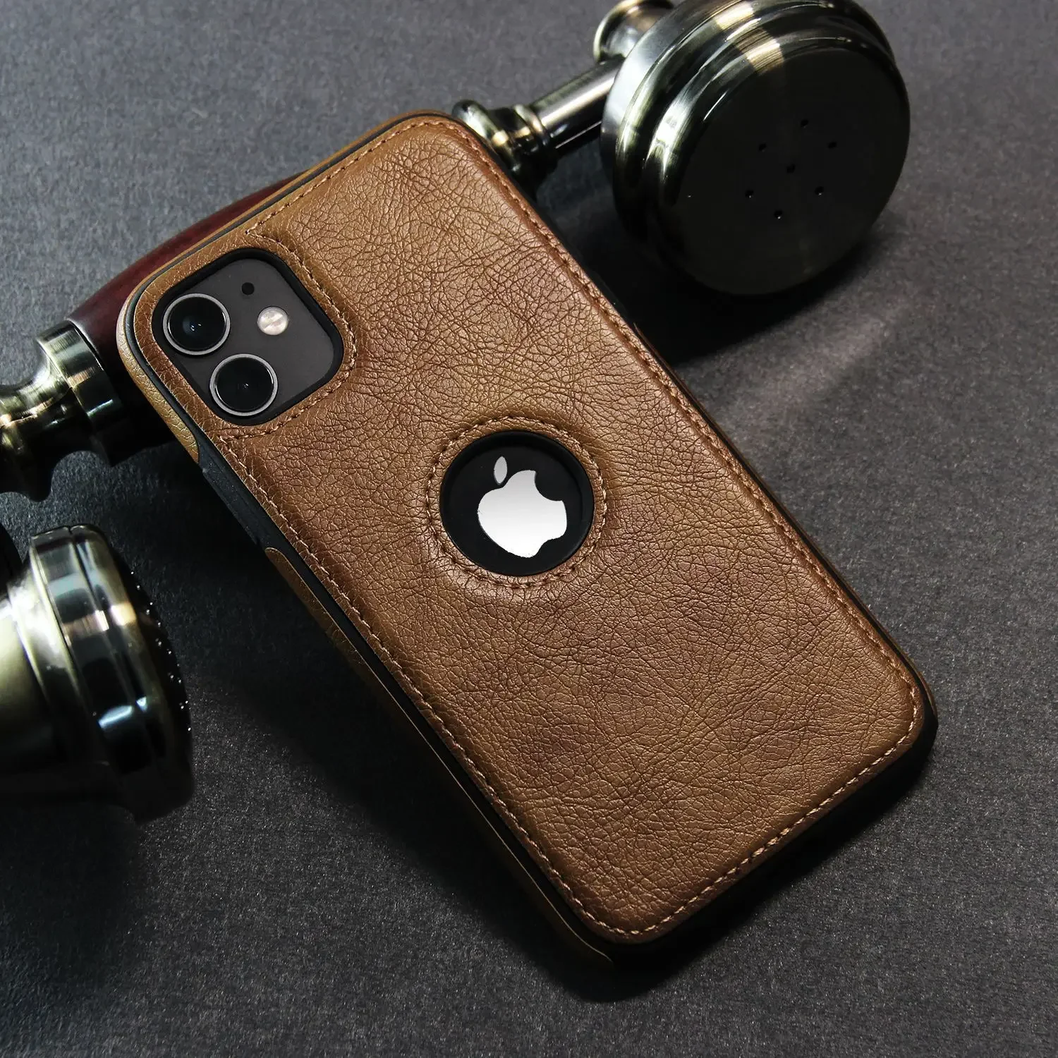 Ultra Thin Slim Business Leather Cover For iPhone 15 14 13 12 11 16E 16 17 Pro Max Mini Plus SE Phone Case Cover Show Logo