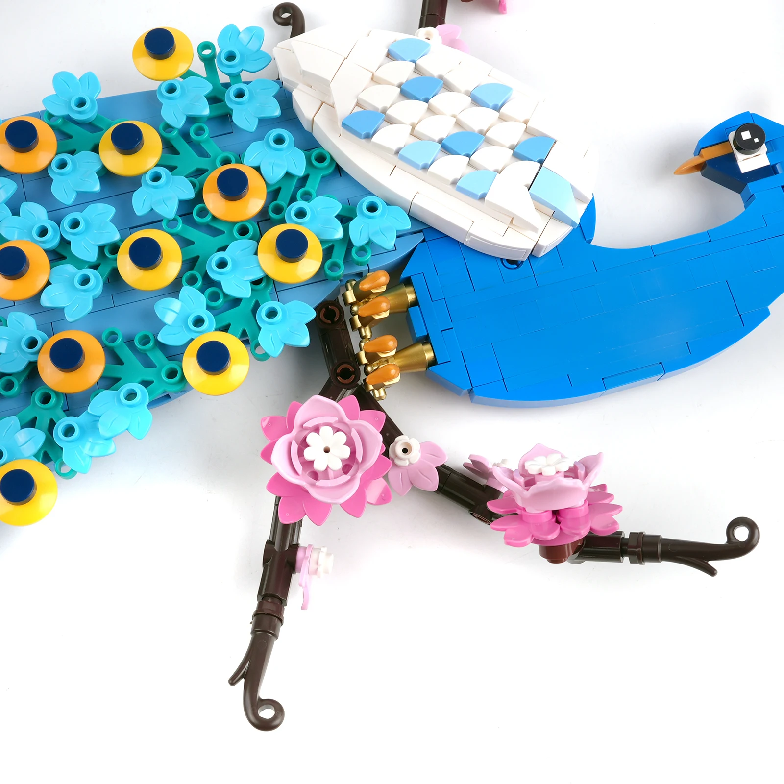 Molde rei pavão pendurado imagem blocos de construção conjunto papagaio robin montagem tijolos brinquedo animal criativo ornamentos decorativos
